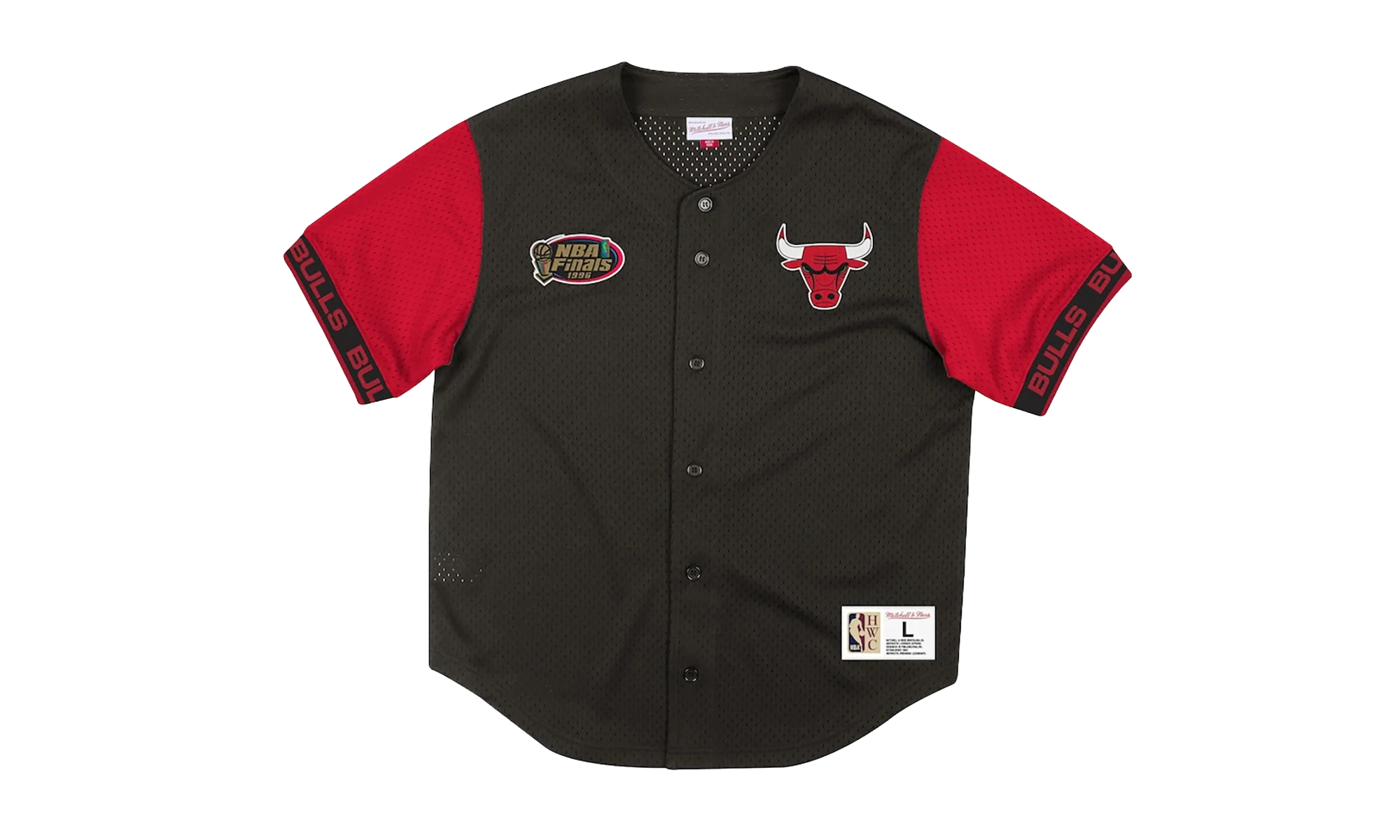 NBA Pure Shooter Mesh Button Front Shirt "Chicago Bulls - Black" MSBFAJ19017 CBUBLCK