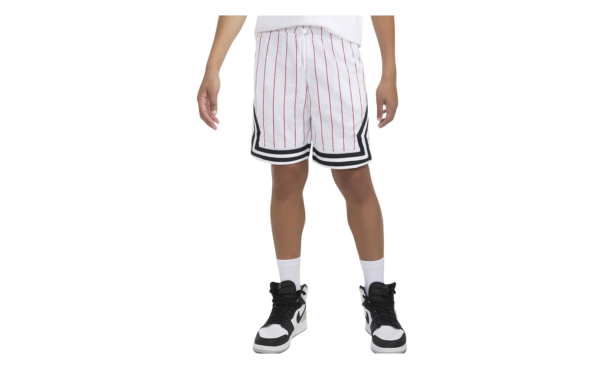 Air Jordan Pinstriped Diamond Shorts GS "White Striped Red" 95C890 001