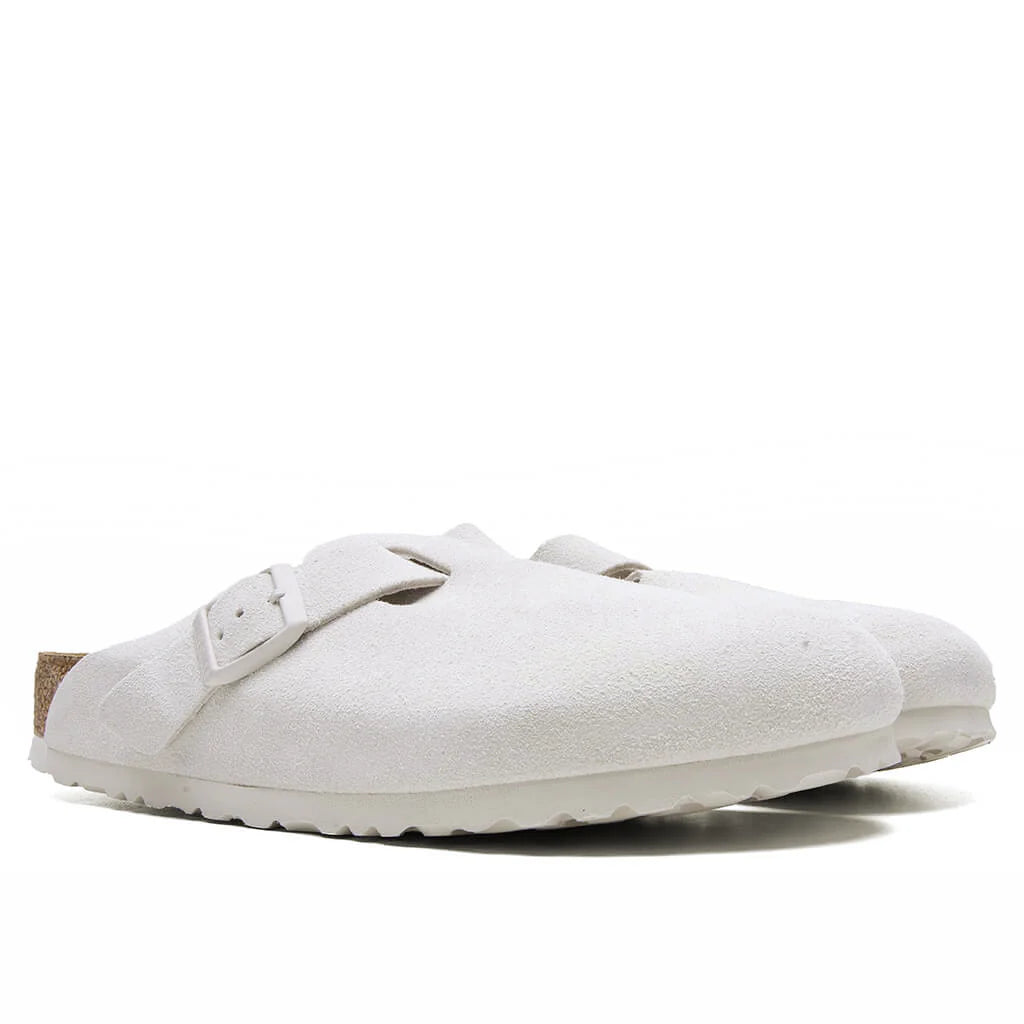 Boston Soft Footbed Suede Leather Antique White