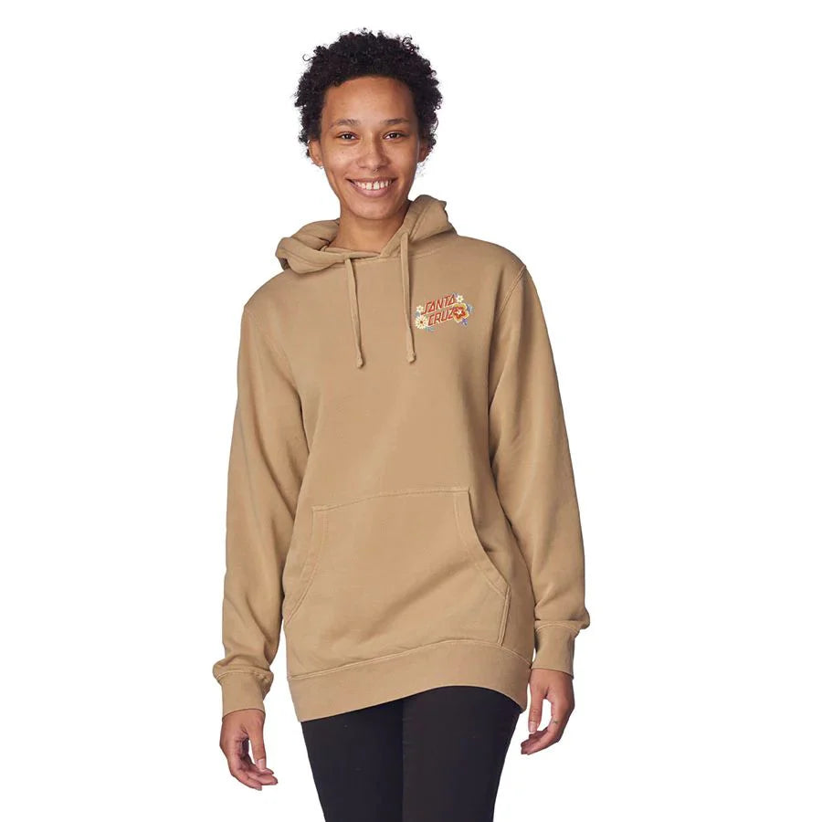 Santa Cruz Womens Free Spirit Floral P O Hooded Boyfriend Sweatshirt Sandstone
