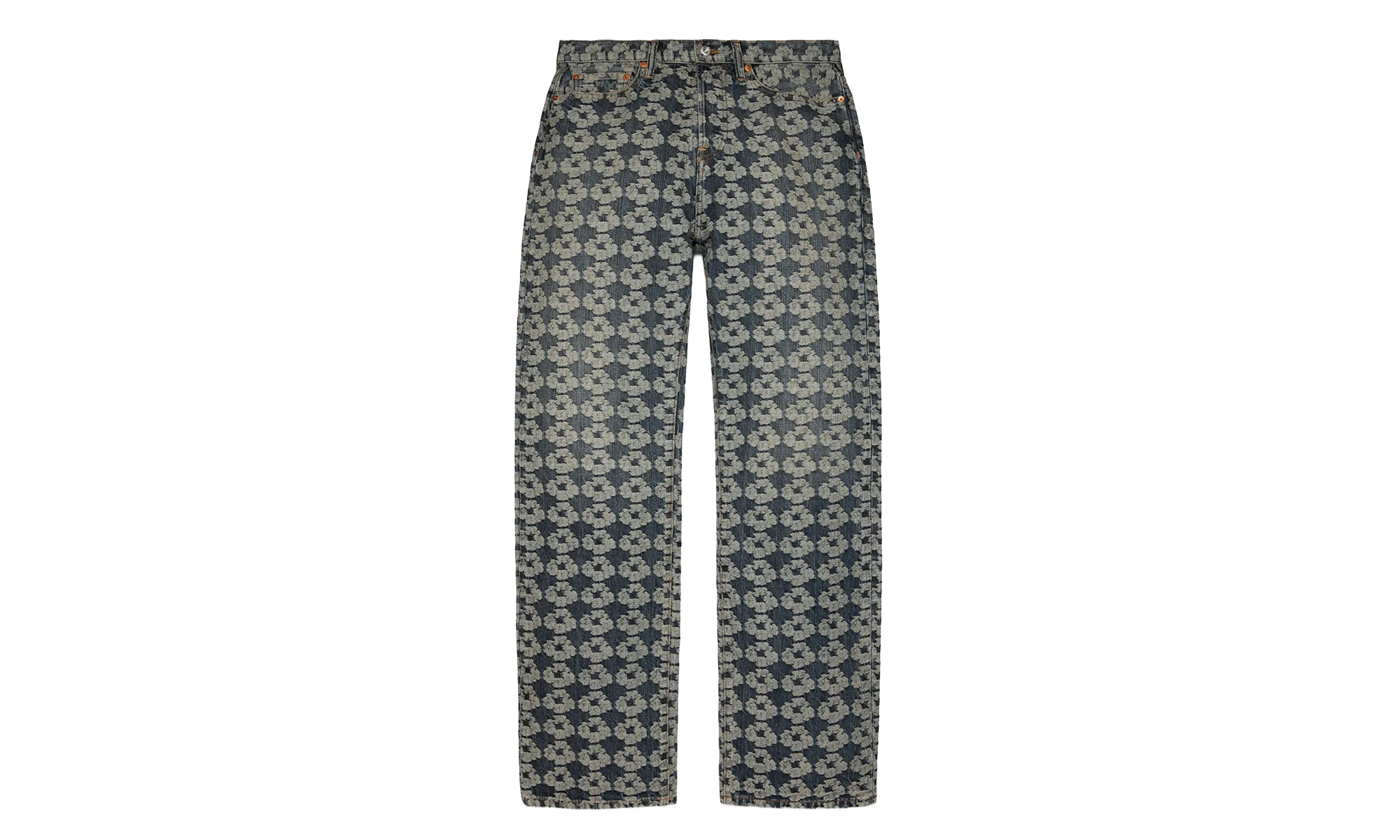 Baggy Jacquard Wreath Denim Pant "Blue" DT599