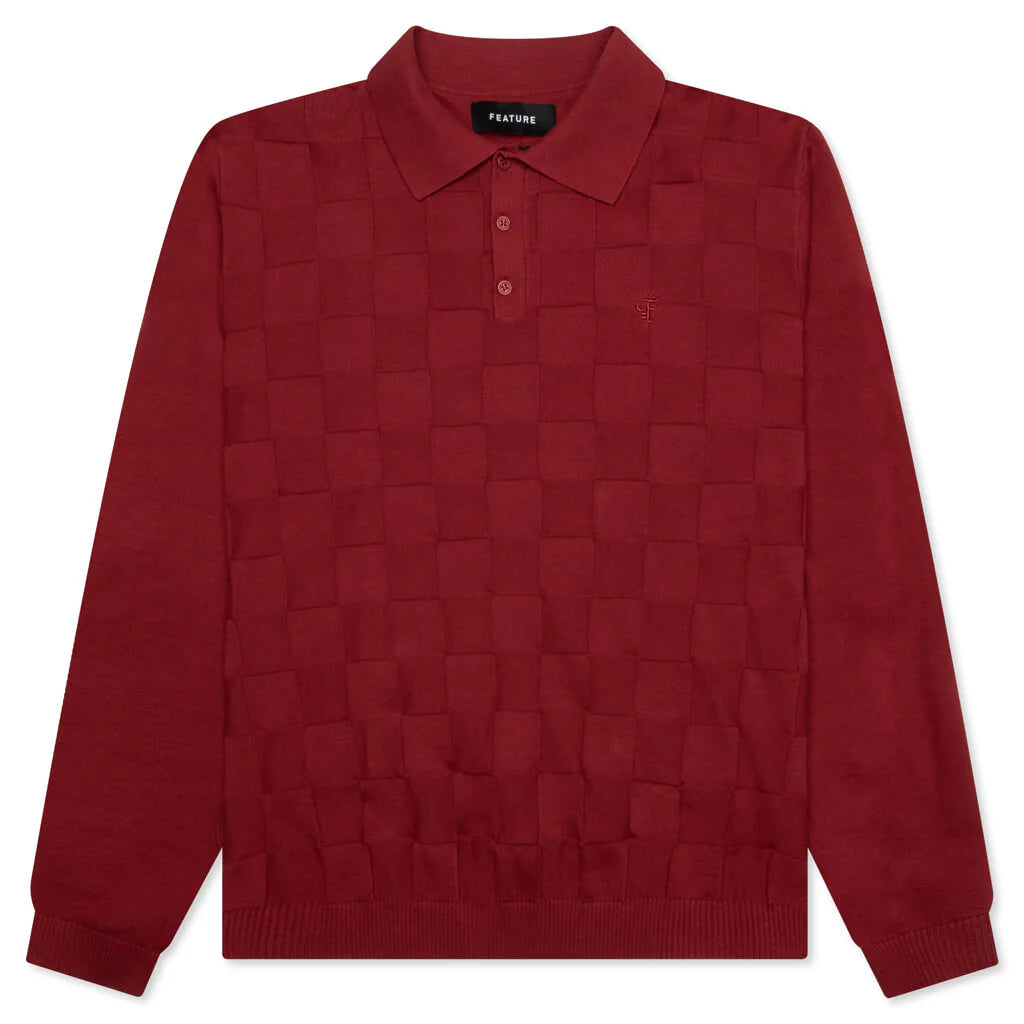 Palmer Checked L S Sweater Polo Sunday Red