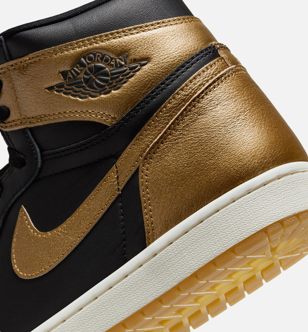 Air Jordan 1 Retro High OG Black and Gold Mens Lifestyle Shoe Black Metallic Gold Sail