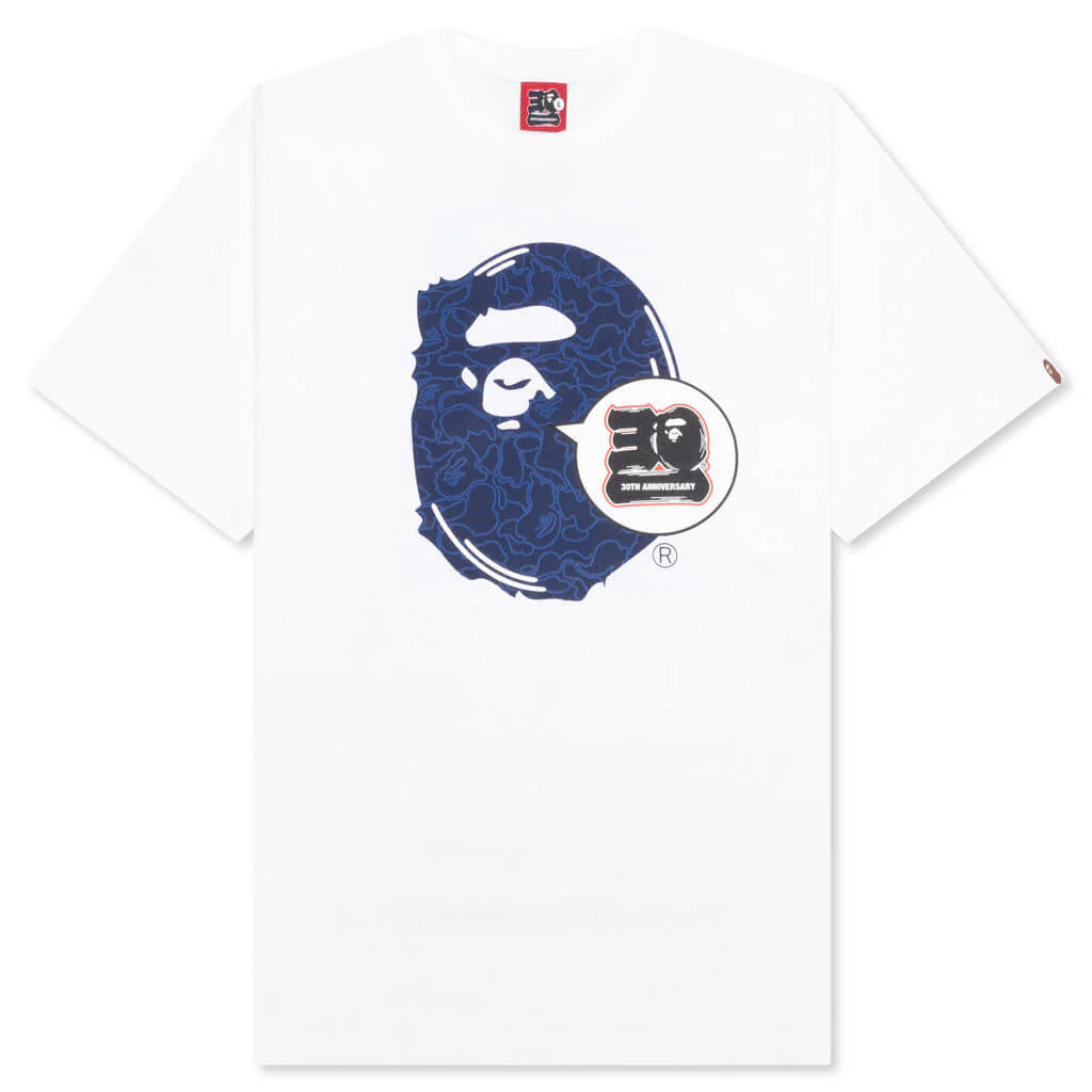 Bape 30th Anniversary Ape Head Tee White Navy