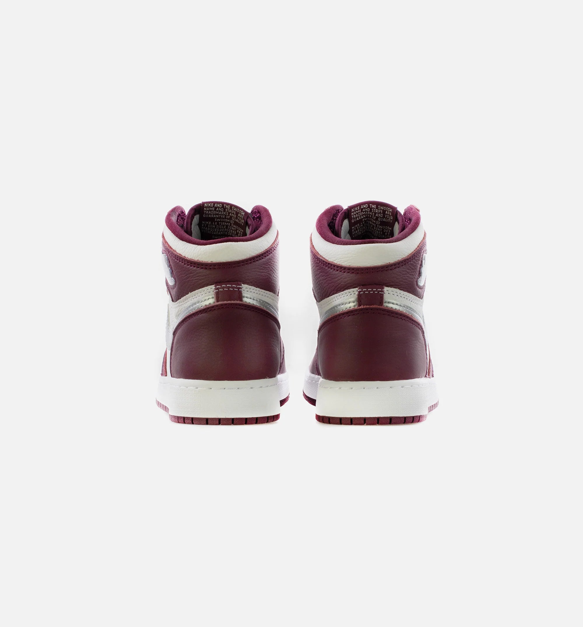 Air Jordan 1 Retro High OG Bordeaux Grade School Lifestyle Shoe Bordeaux White Metallic Silver Limit One Per Customer