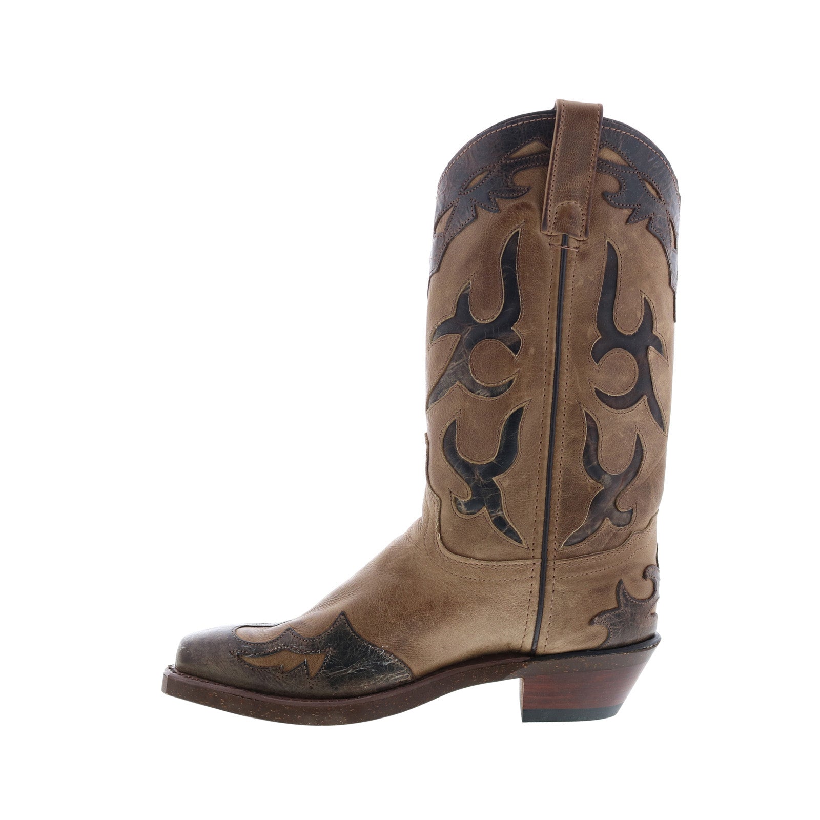 9016 Womens Brown Leather Slip On Cowboy Western Boots
