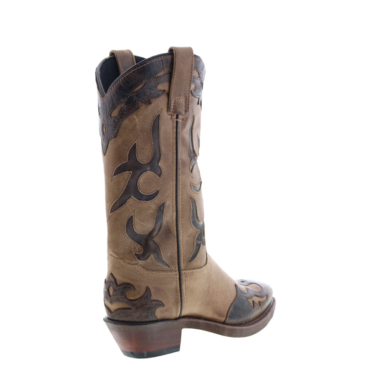 9016 Womens Brown Leather Slip On Cowboy Western Boots