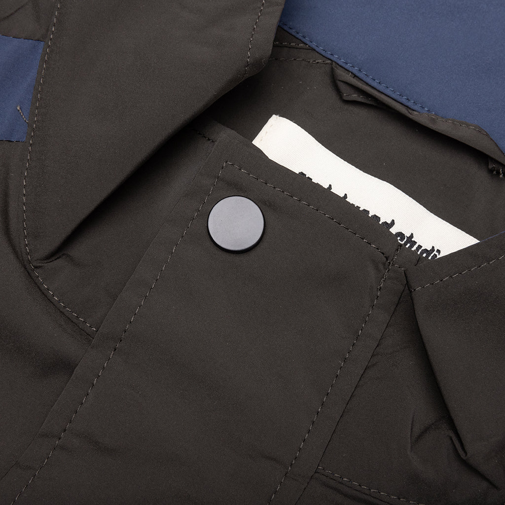 Short Sleeve Paneled Wind Shirt Black Navy