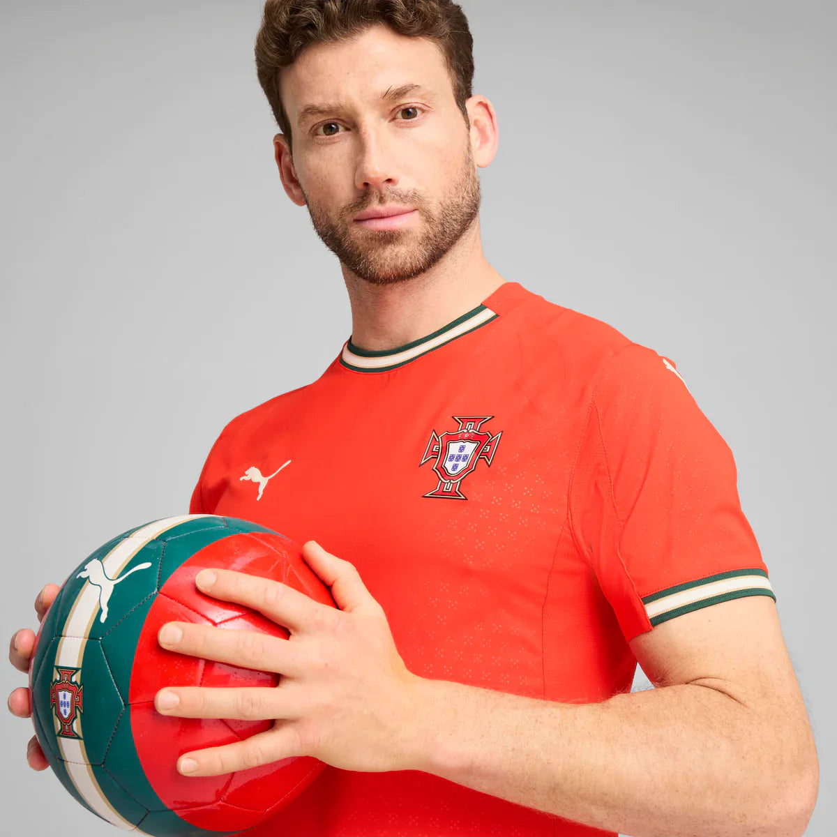 PUMA Portugal Home Authentic Mens Soccer Jersey 25 26 Red