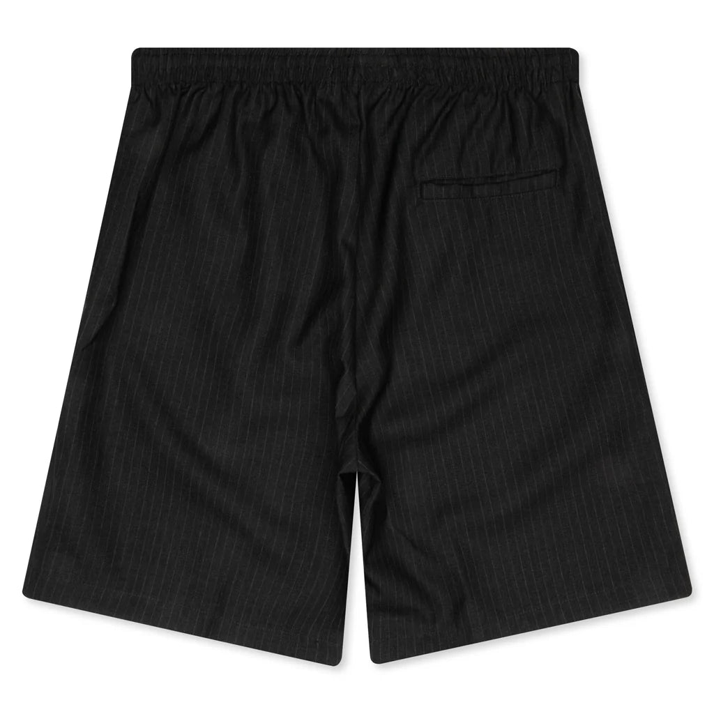 Japanese Wool Field Short Black Pinstripe