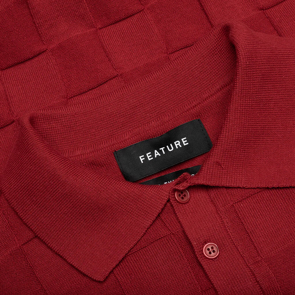 Palmer Checked L S Sweater Polo Sunday Red