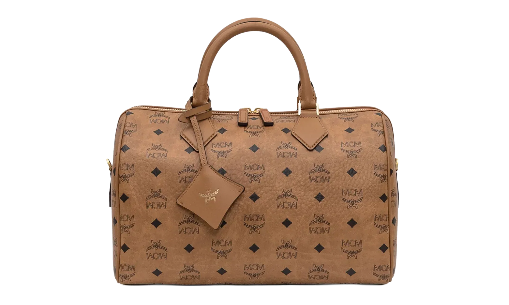 Medium Ella Boston Bag in Visetos "Cognac" MWBFAEA01CO001