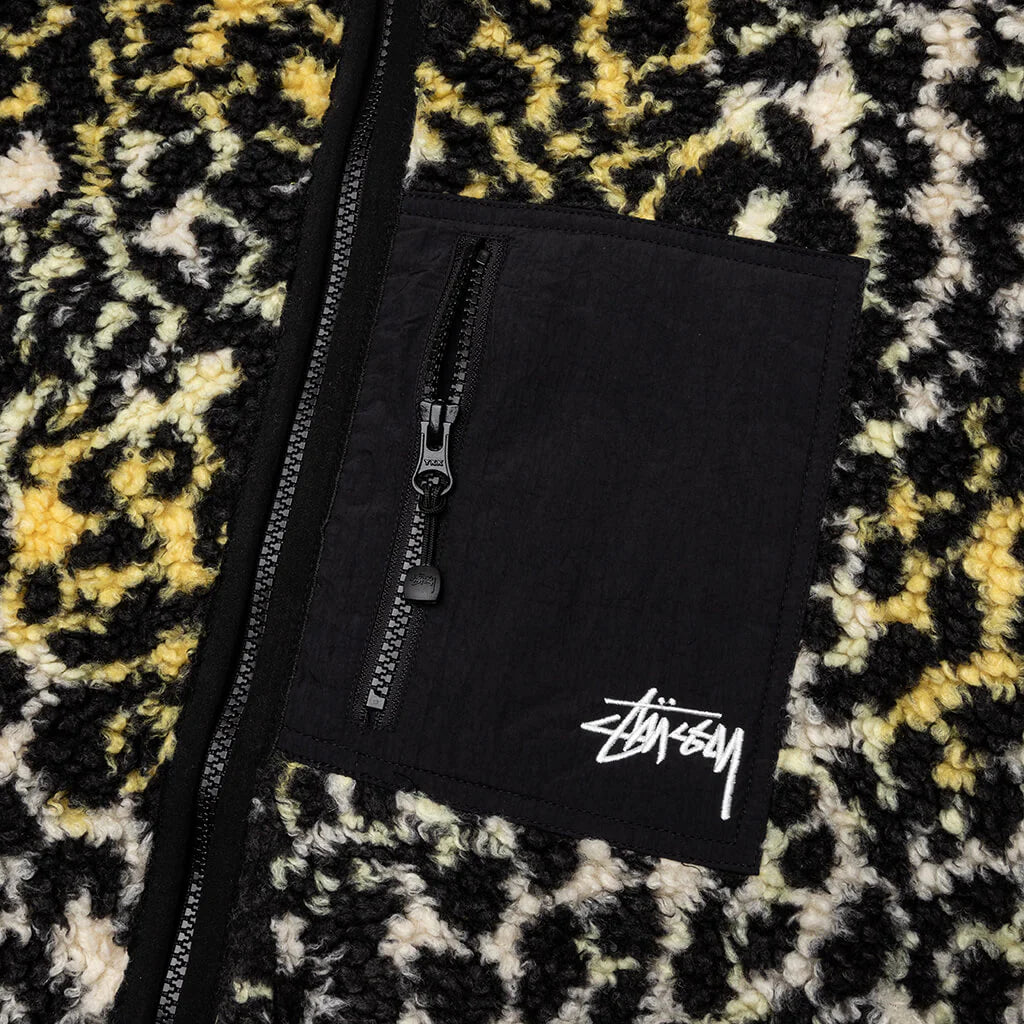 Sherpa Reversible Jacket Yellow Leopard