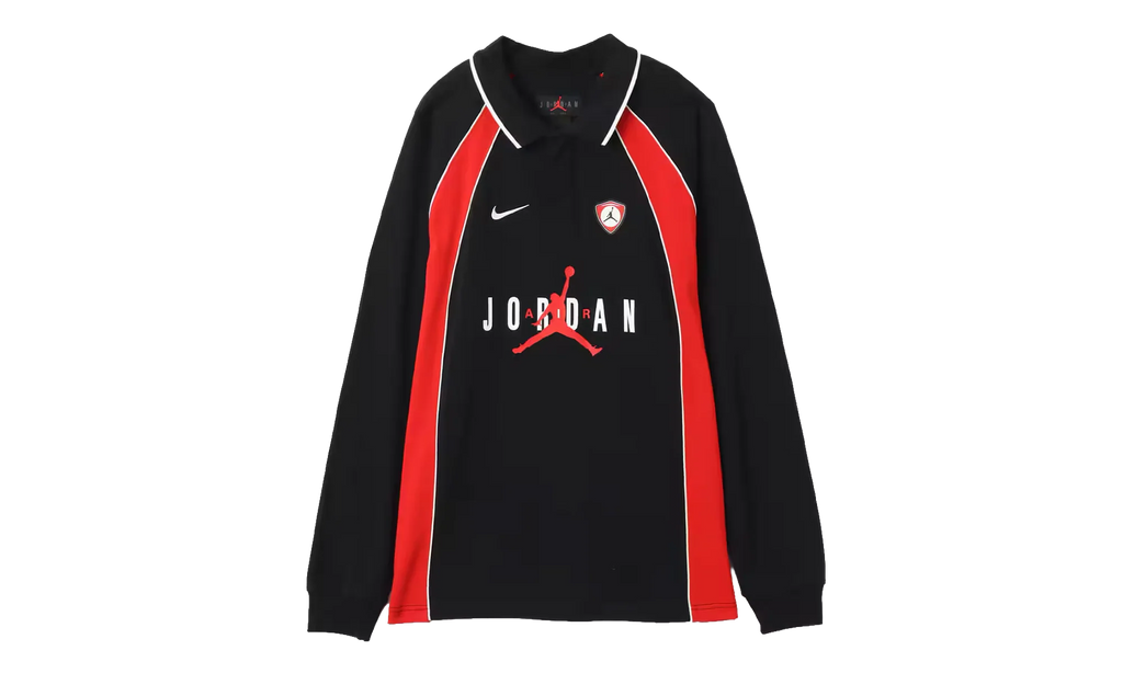 Jordan Flight Long Sleeve Polo Jersey "Black / University Red" IF1915 010