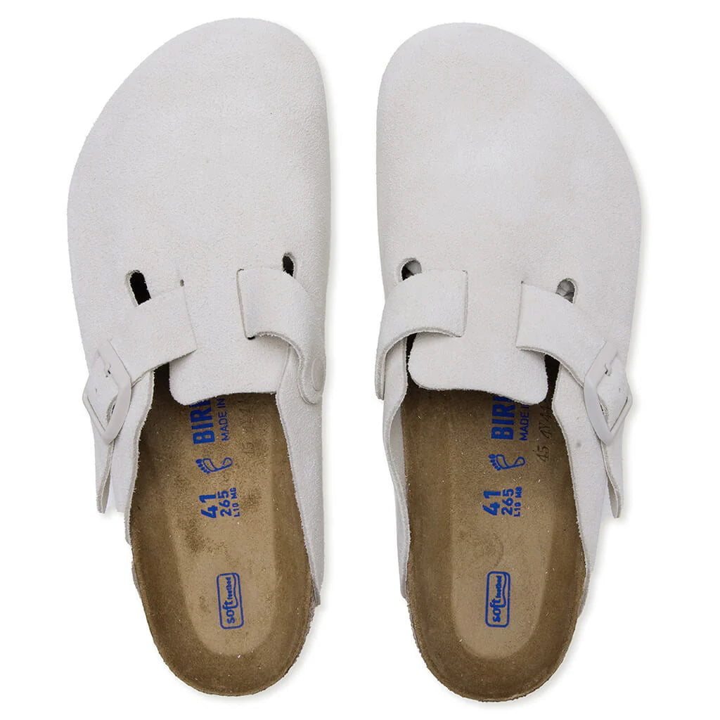 Boston Soft Footbed Suede Leather Antique White