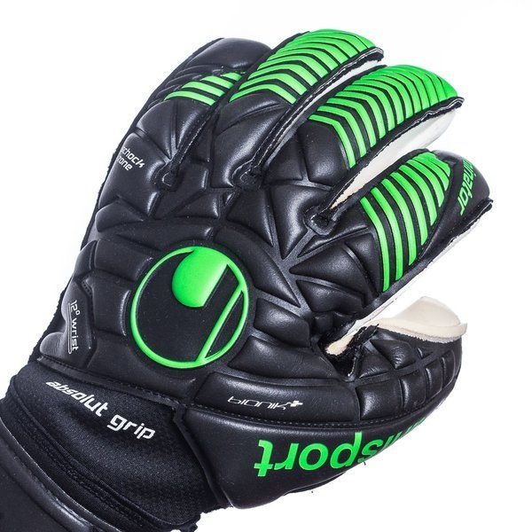 Uhlsport Eliminator Absolut Grip Bionik Goalkeeper Gloves Black Fluo Green