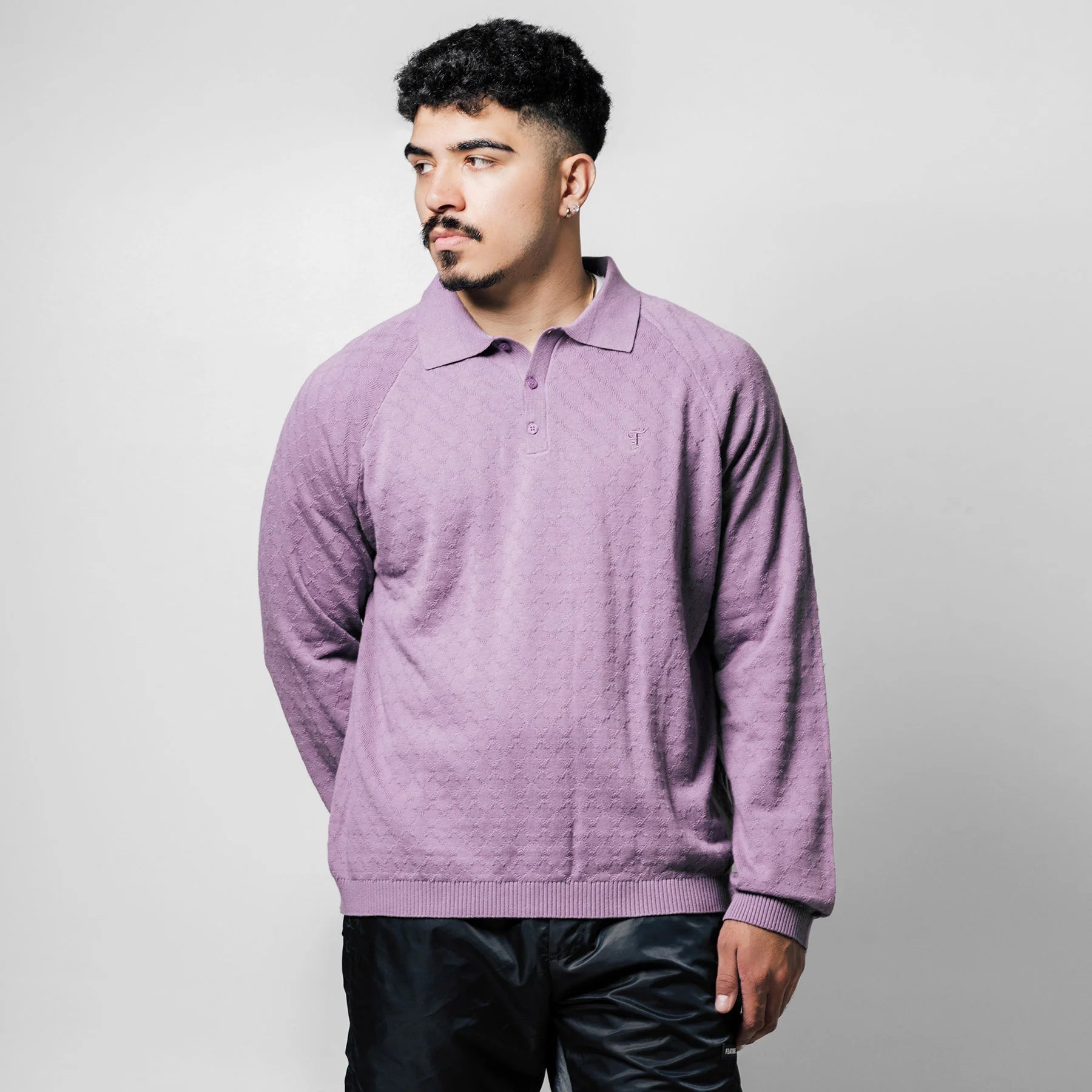 Hogan Pointelle Raglan Sleeve Sweater Polo Coral