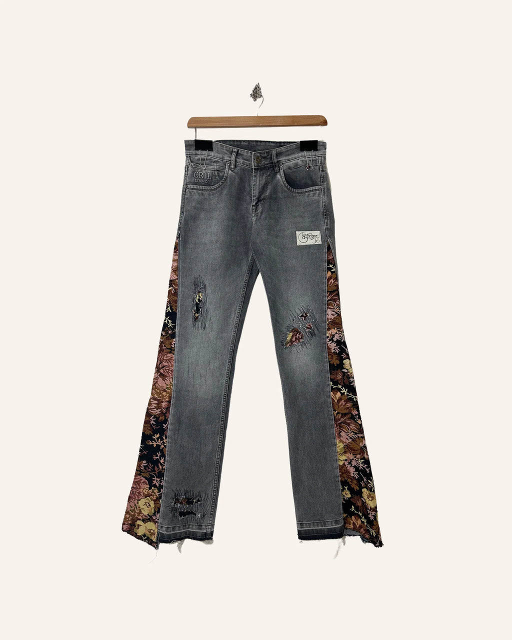 Just A Floral Black Denim Jeans HG x Just A Karigar
