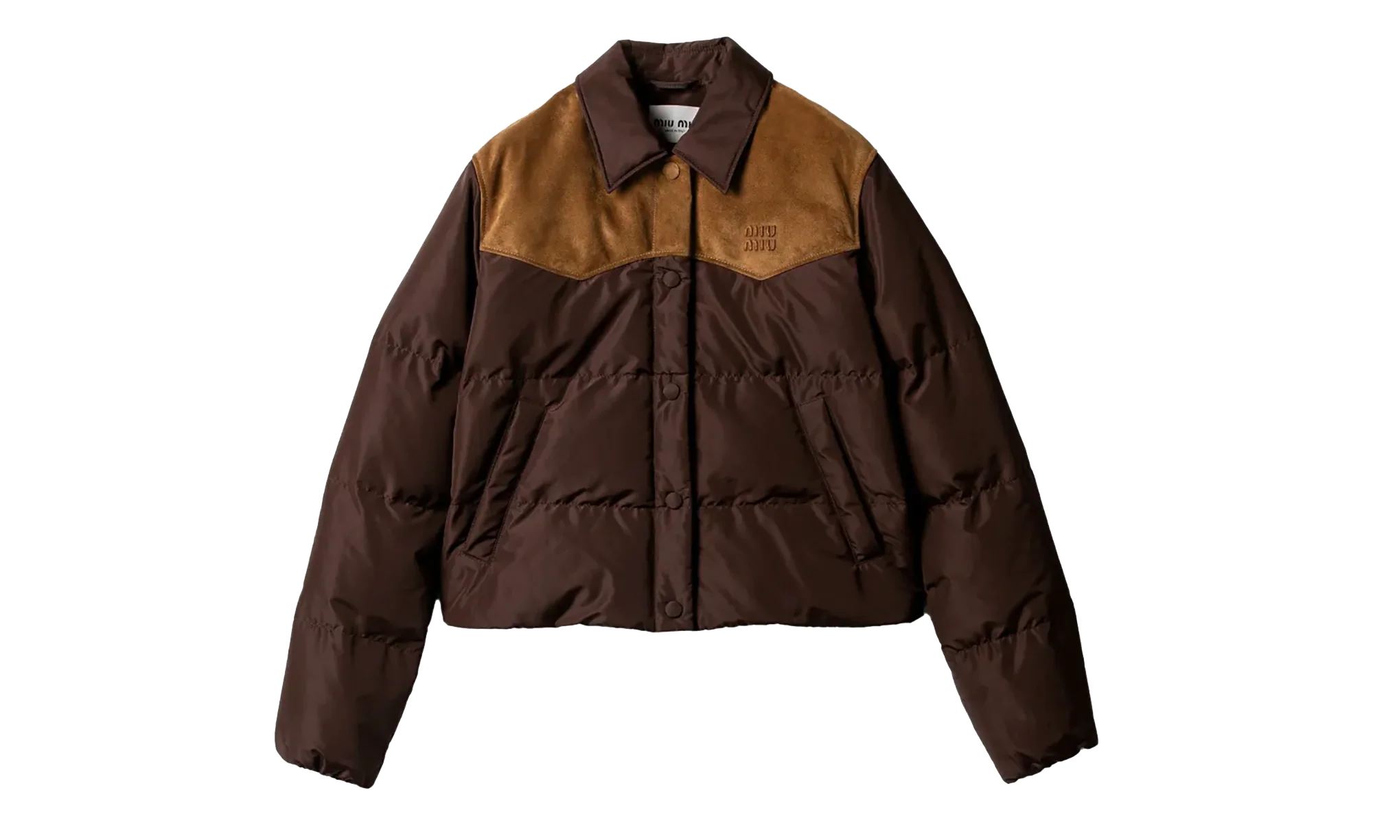 Technical Pongé And Leather Down Jacket WMNS "Coffee" ML1371 18Q0 F0201 S OOO