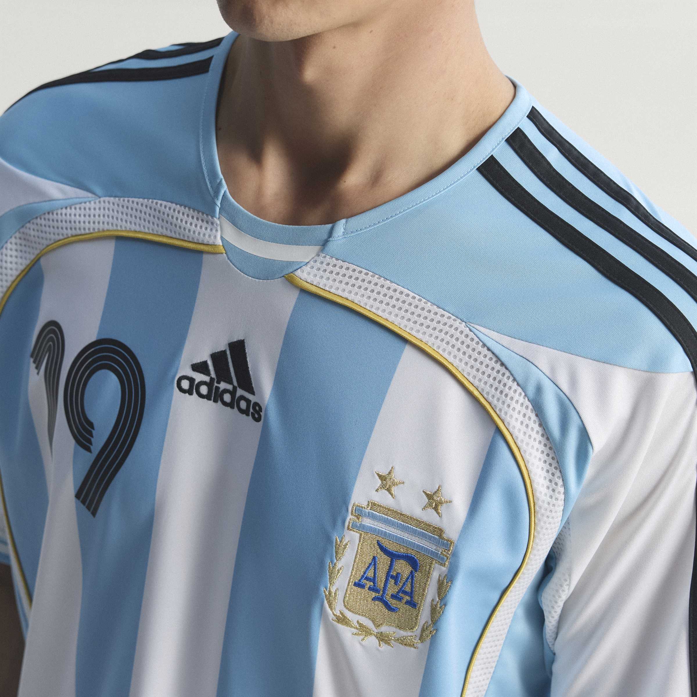 adidas Argentina Home Messi Mens Soccer Jersey 2006 White Sky Blue