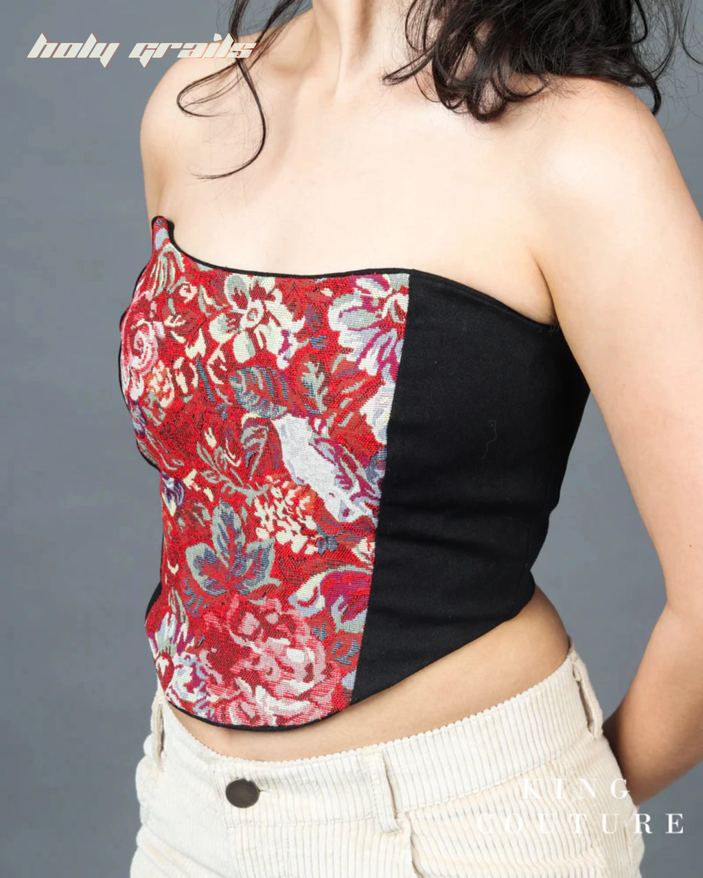 Floral Carmine Red Corset HG x King Couture