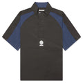 Short Sleeve Paneled Wind Shirt Black Navy
