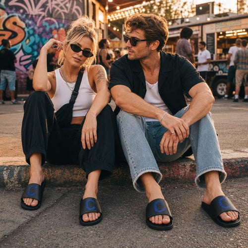 The Closet Inc Slides (Black W Bl)