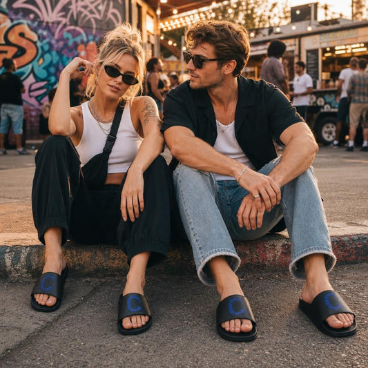 The Closet Inc Slides (Black W Bl)