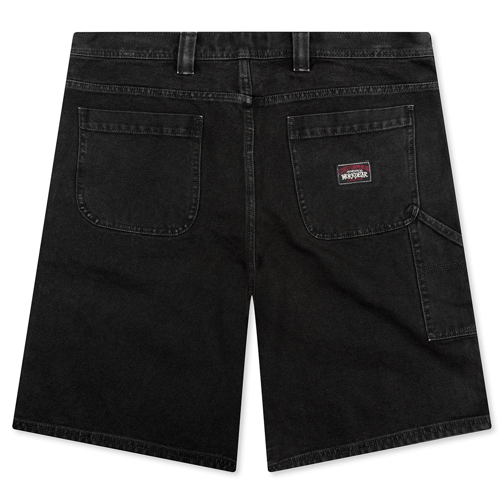 Washed Canvas Work Short Black