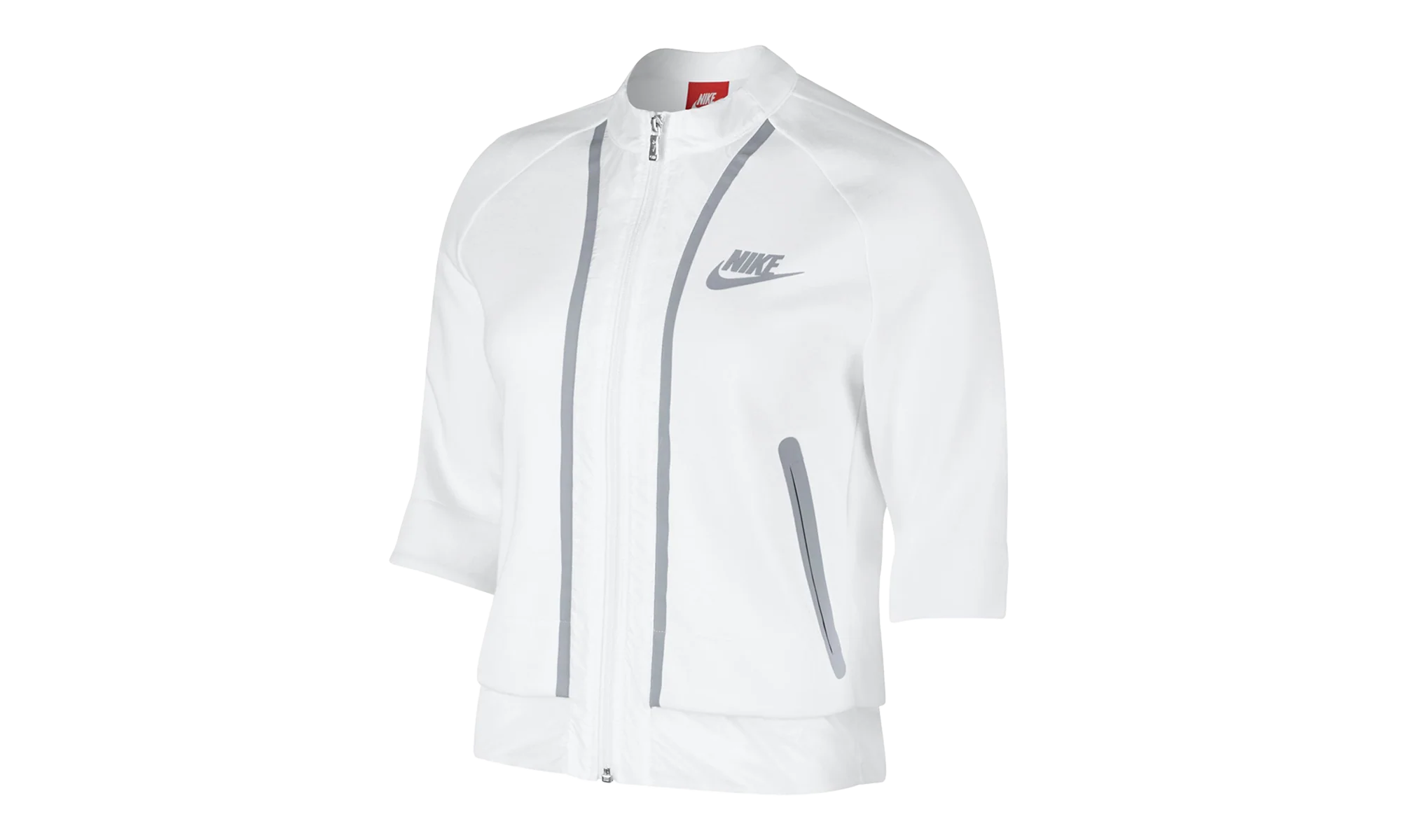 Tech Fleece Splatter Crop Zip Jacket WMNS "White / Grey" 803012 100