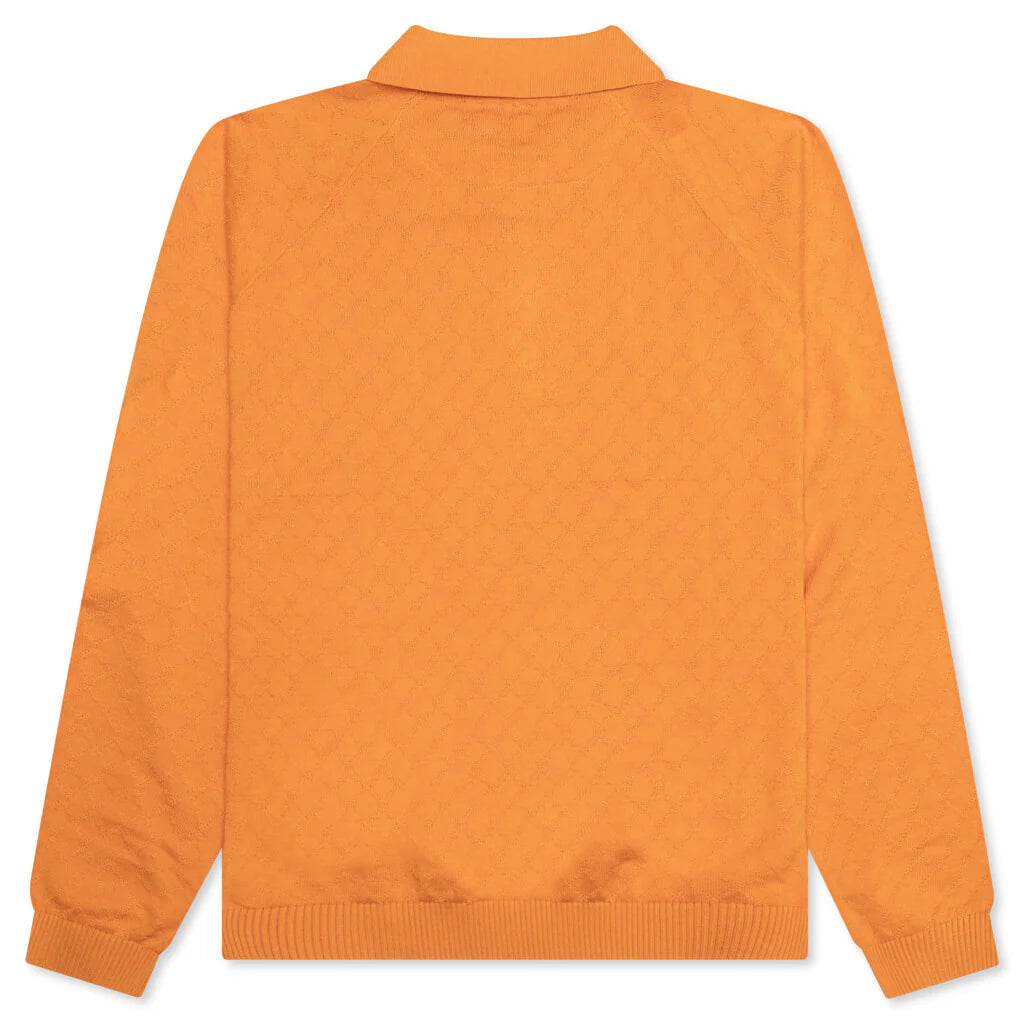 Hogan Pointelle Raglan Sleeve Sweater Polo Jasper Orange