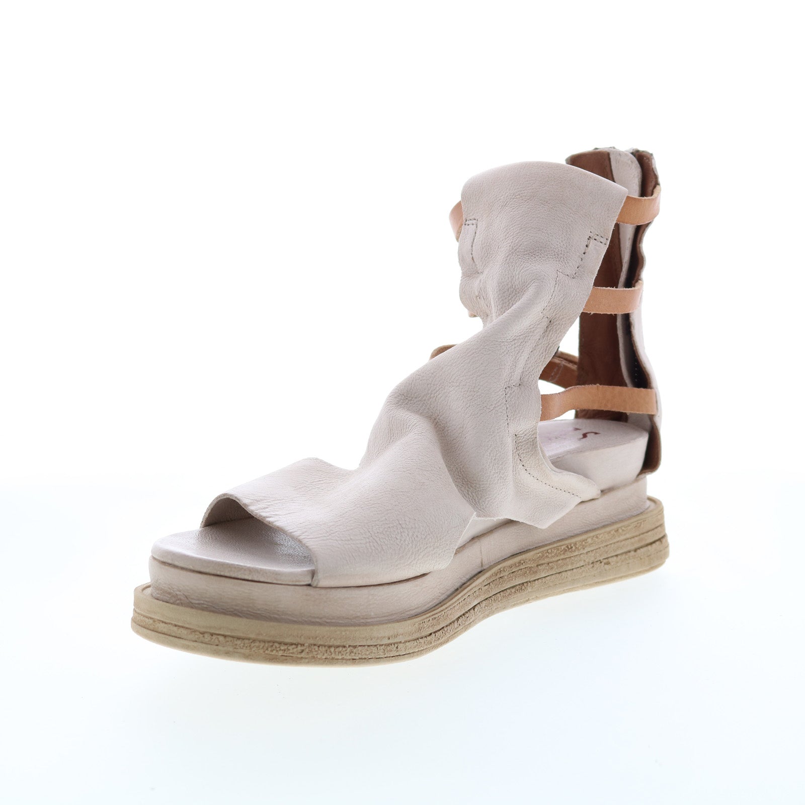 Lowry A15005-102 Womens Beige Leather Platform Sandals Shoes