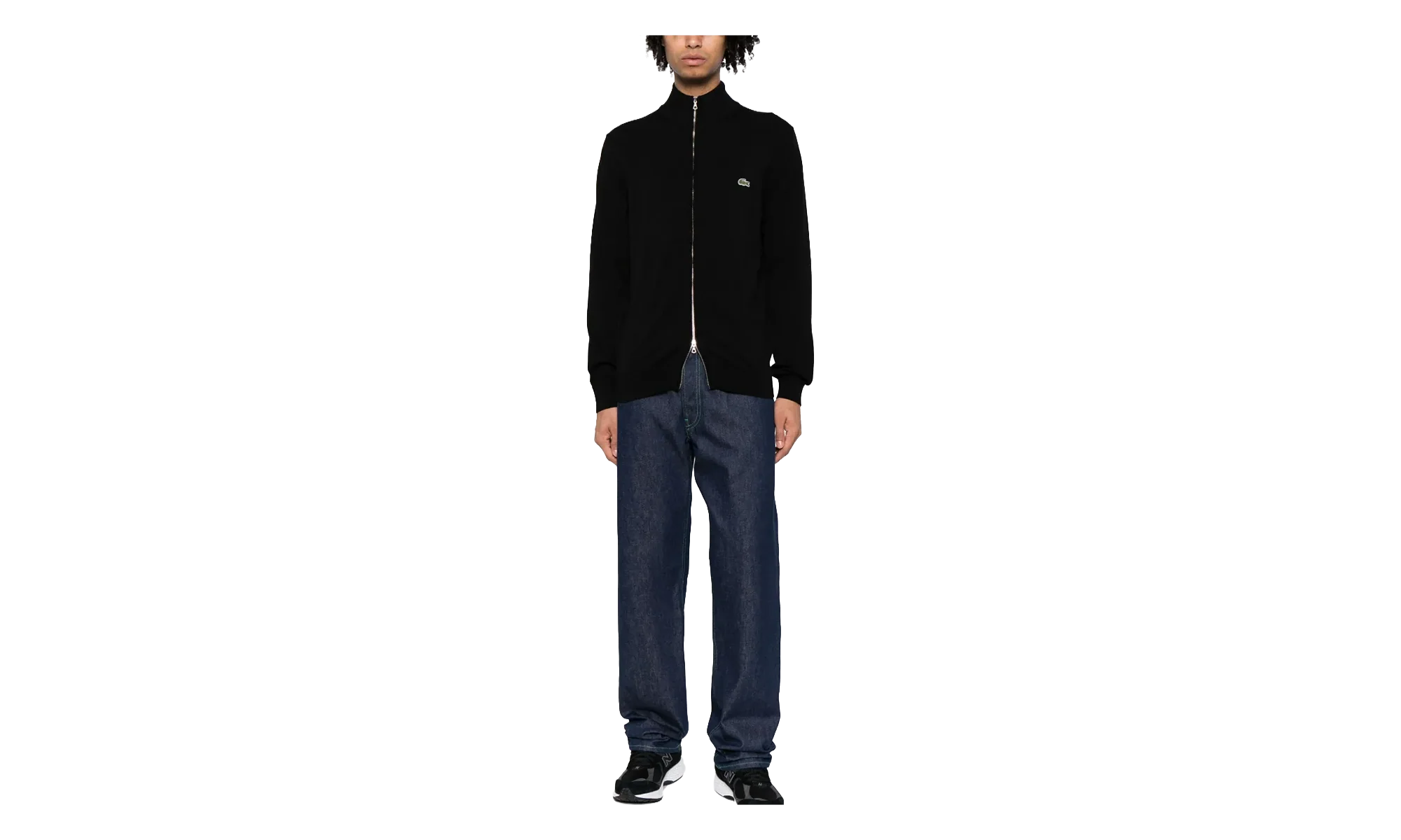 Zip-Up High-Neck Cotton Sweater "Black" AH1957 031