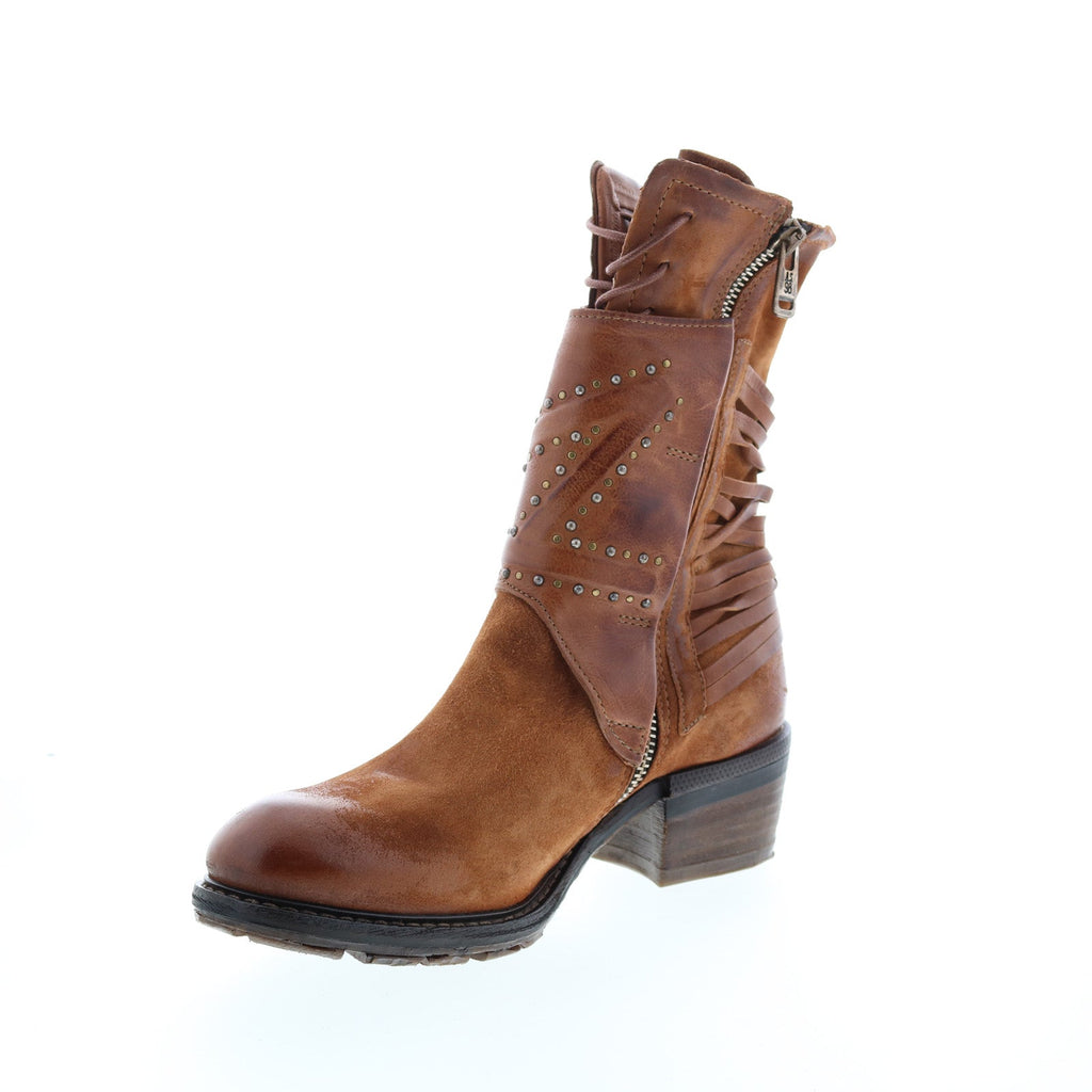 Callhoun A22208-101 Womens Brown Leather Zipper Casual Dress Boots