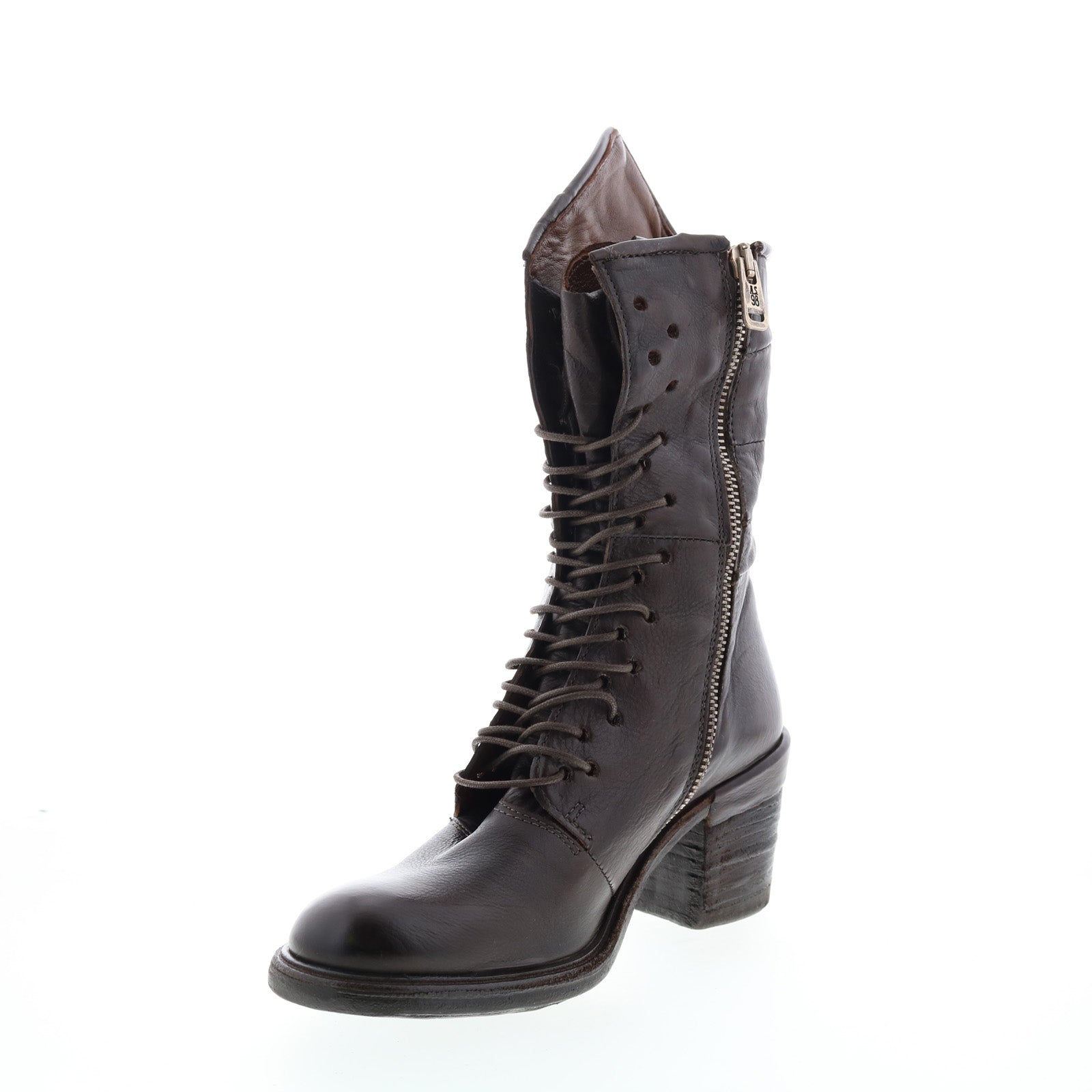 Jasper A24202-101 Womens Brown Leather Lace Up Casual Dress Boots