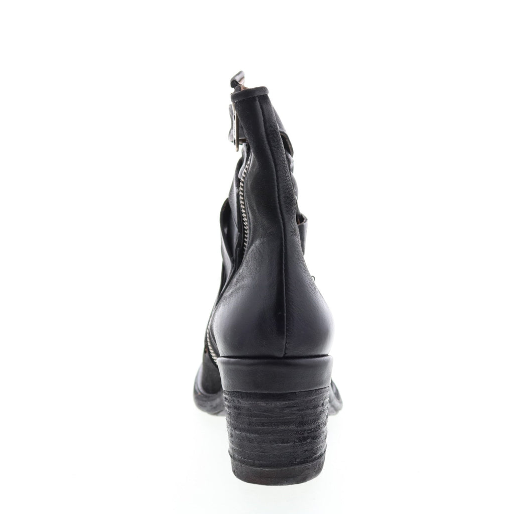 Jacob A24211-301 Womens Black Leather Zipper Mid Calf Boots