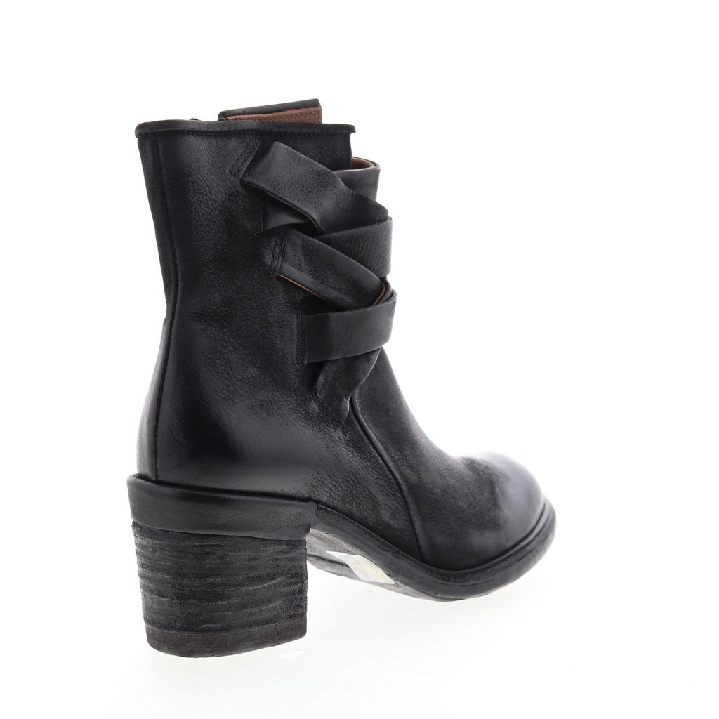 Jacob A24211-301 Womens Black Leather Zipper Mid Calf Boots