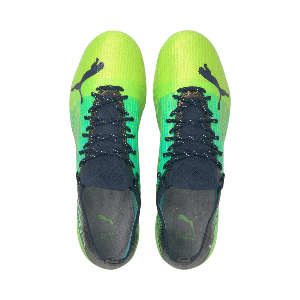 PUMA Ultra 13 FG AG Firm Soccer Shoes Green Glare Elektro Aqua Spellbound