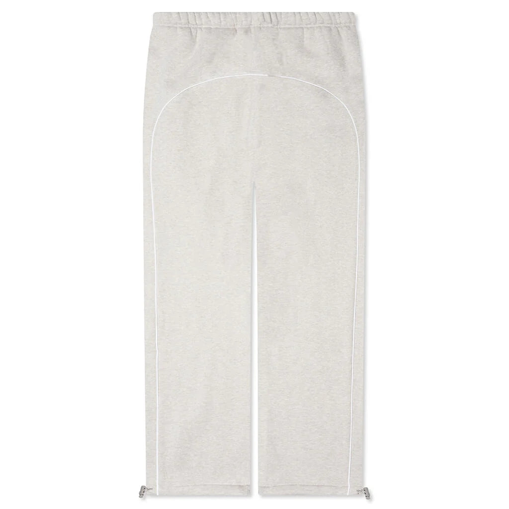 Relaxed Fleece Sweatpant With Piping Heather Stone Cloud White