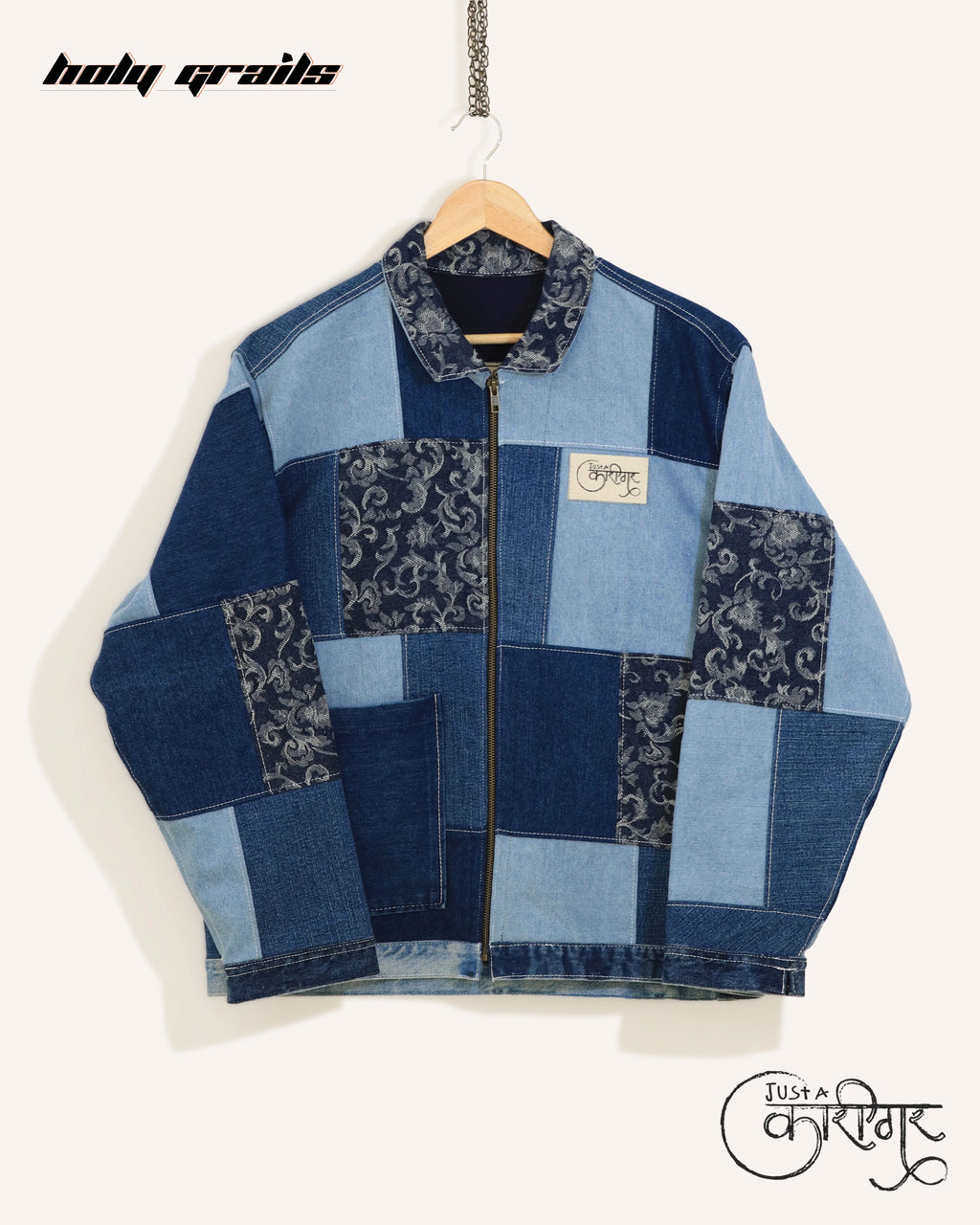 Rubix Cube Blue Denim Jacket HG x Just A Karigar