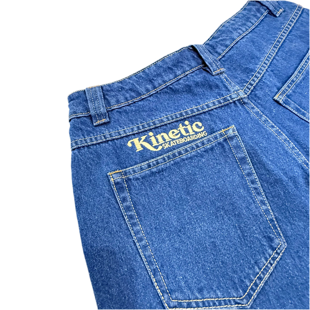 Kinetic Embroidered Baggy Denim Pants Deep Denim Blue