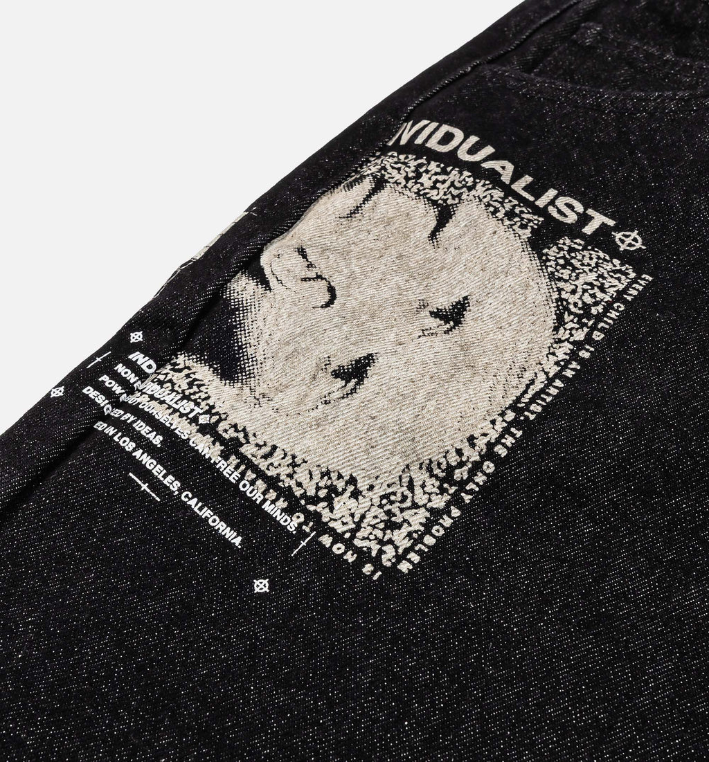 Picasso Denim Mens Shorts Black