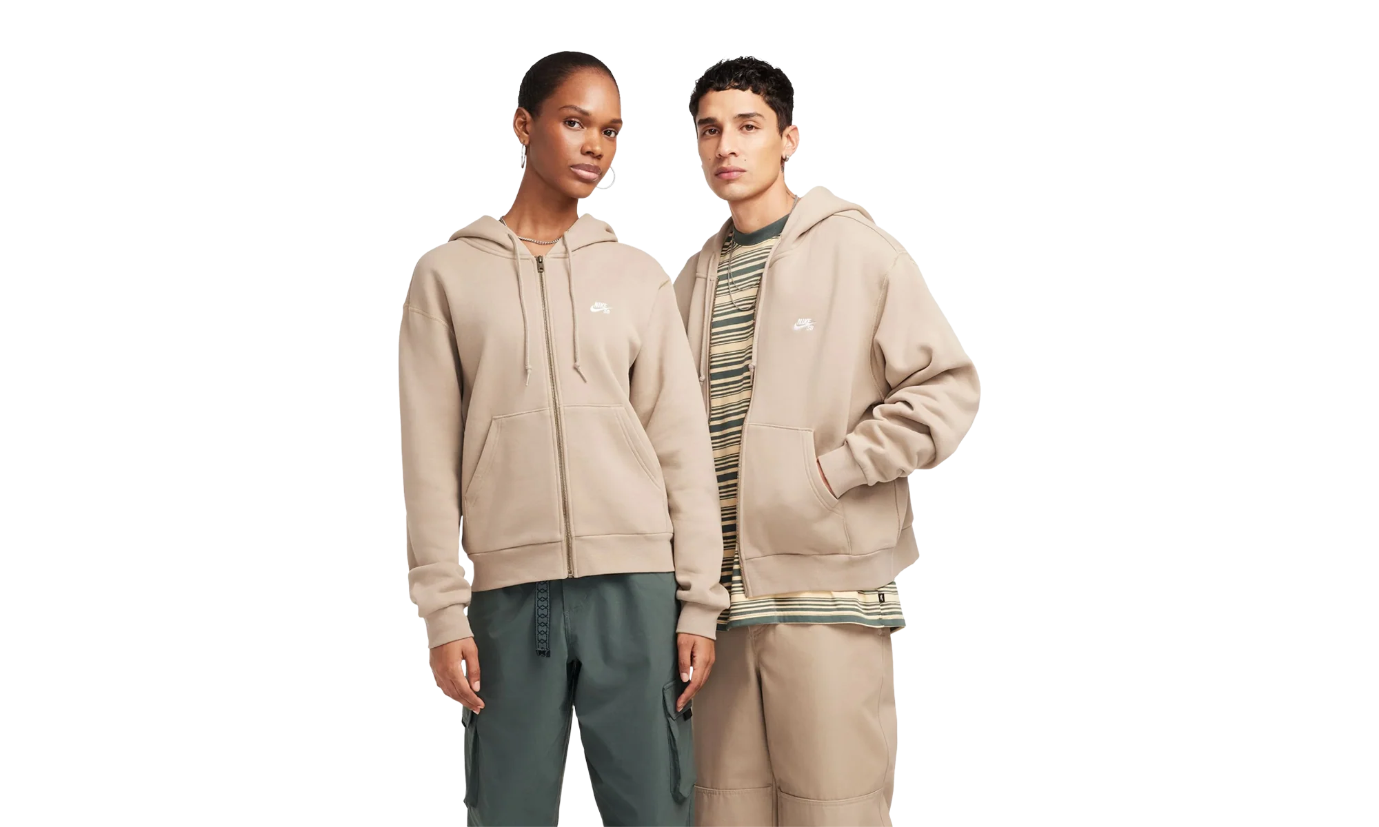 SB Full-Zip Fleece Skate Hoodie "Khaki / White" FZ8796 247