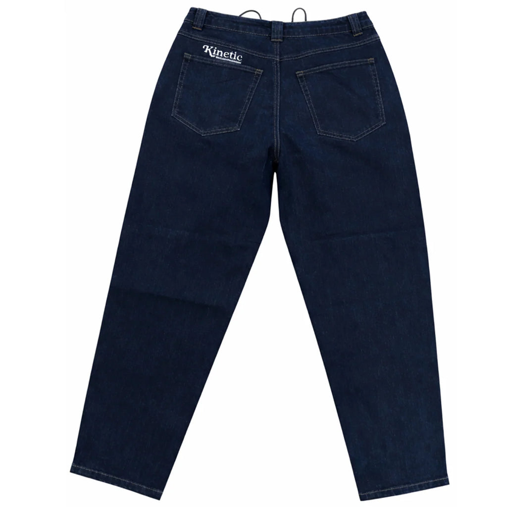 Kinetic Embroidered Baggy Denim Pants Black Gold Stitch