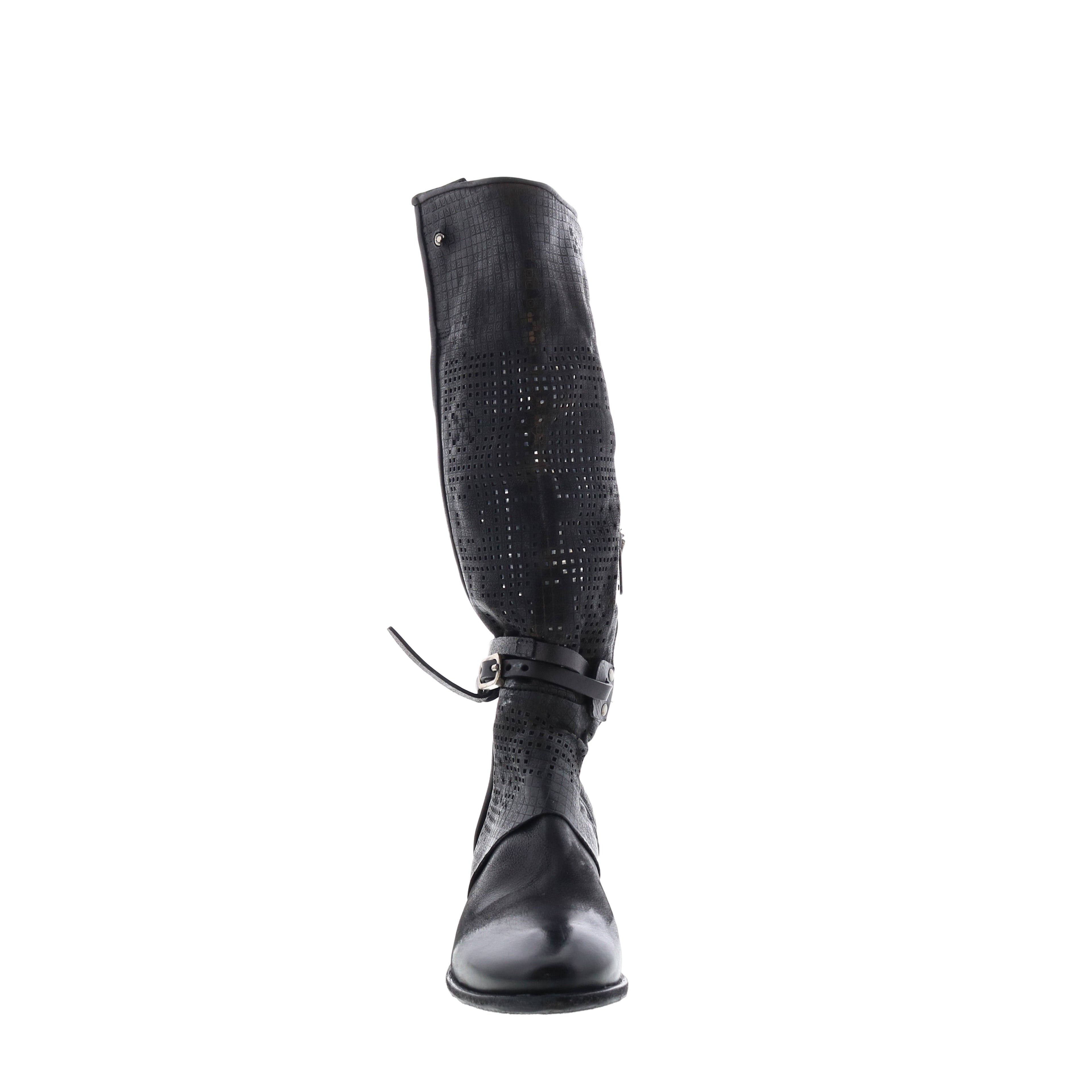 Gene A40313-101 Womens Black Leather Hook & Loop Knee High Boots