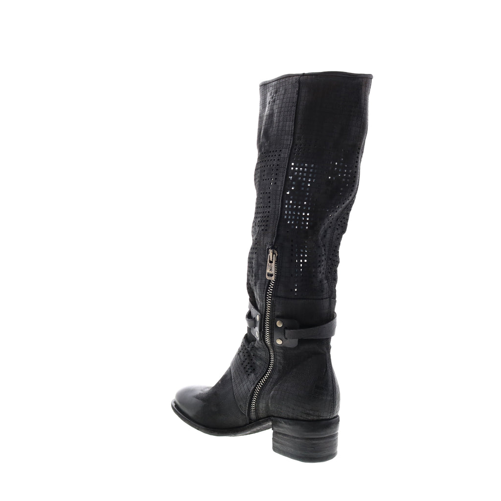 Gene A40313-101 Womens Black Leather Hook & Loop Knee High Boots