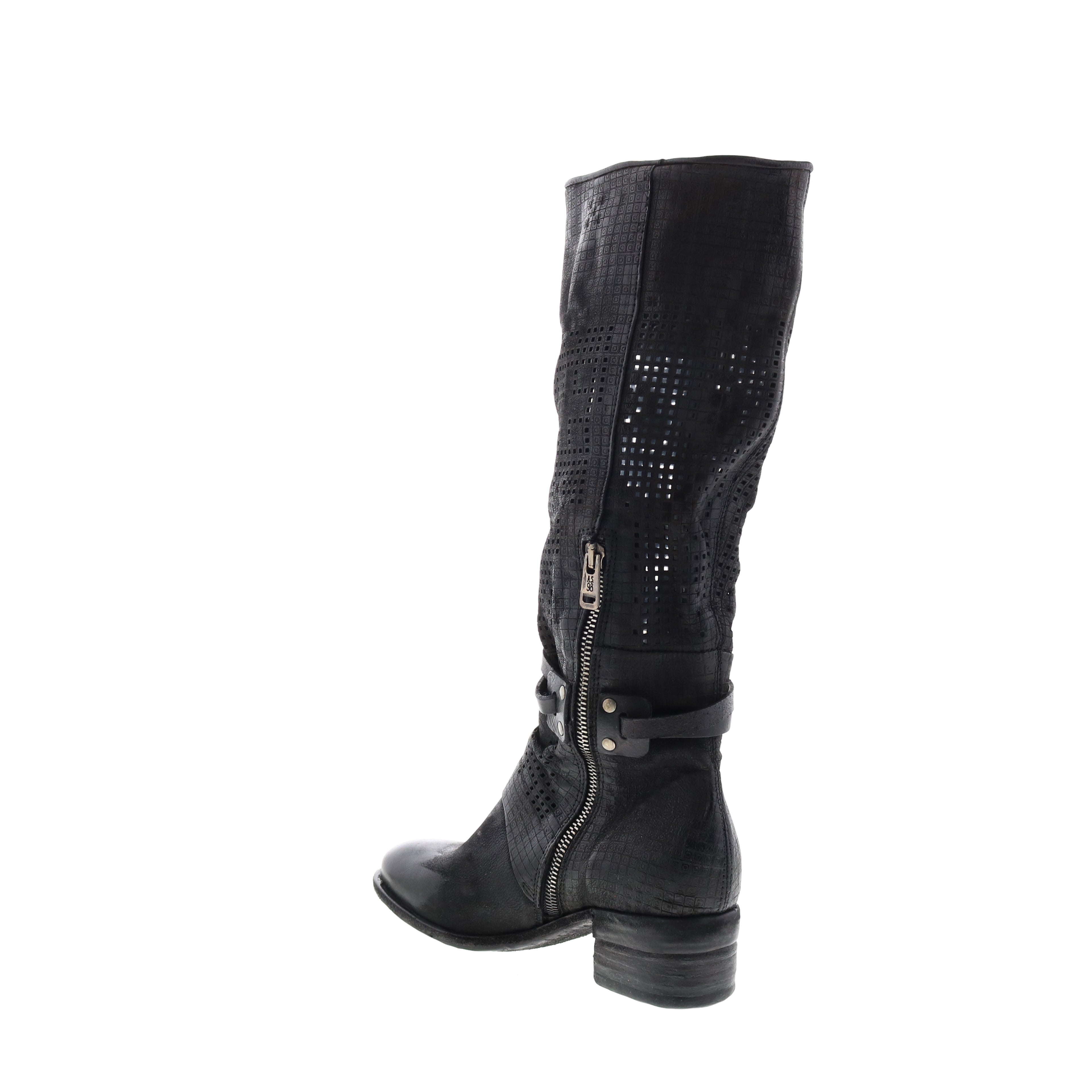Gene A40313-101 Womens Black Leather Hook & Loop Knee High Boots