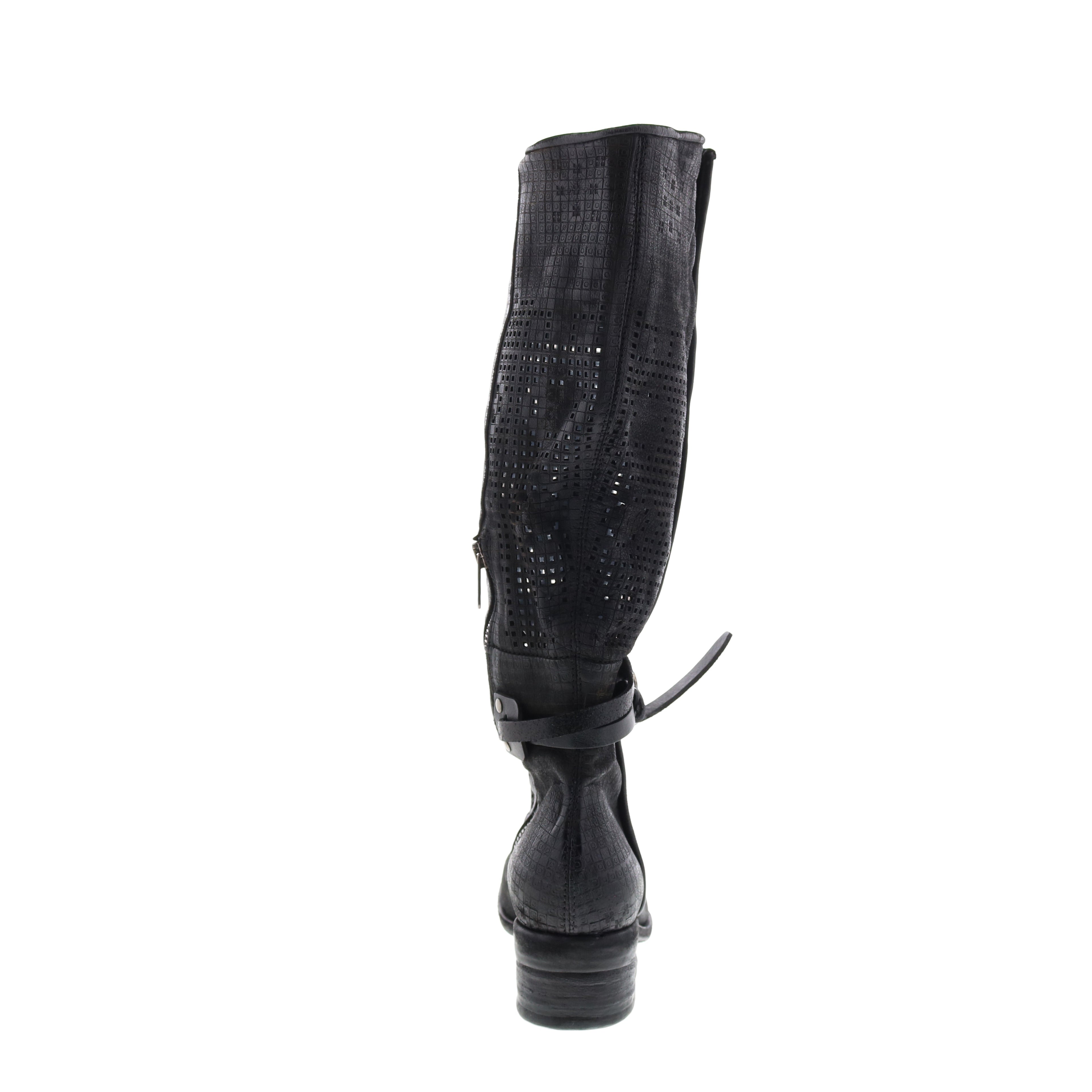 Gene A40313-101 Womens Black Leather Hook & Loop Knee High Boots