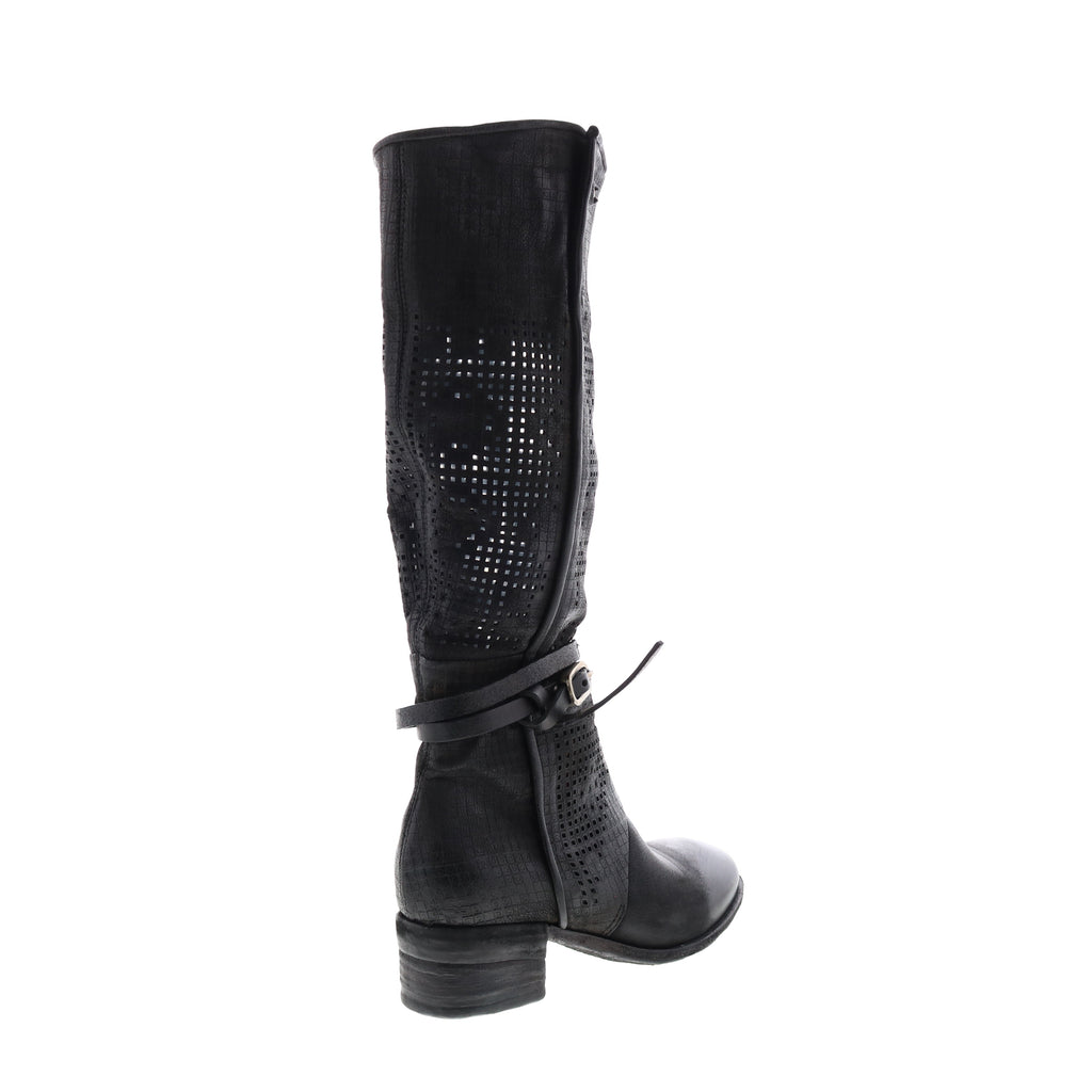 Gene A40313-101 Womens Black Leather Hook & Loop Knee High Boots
