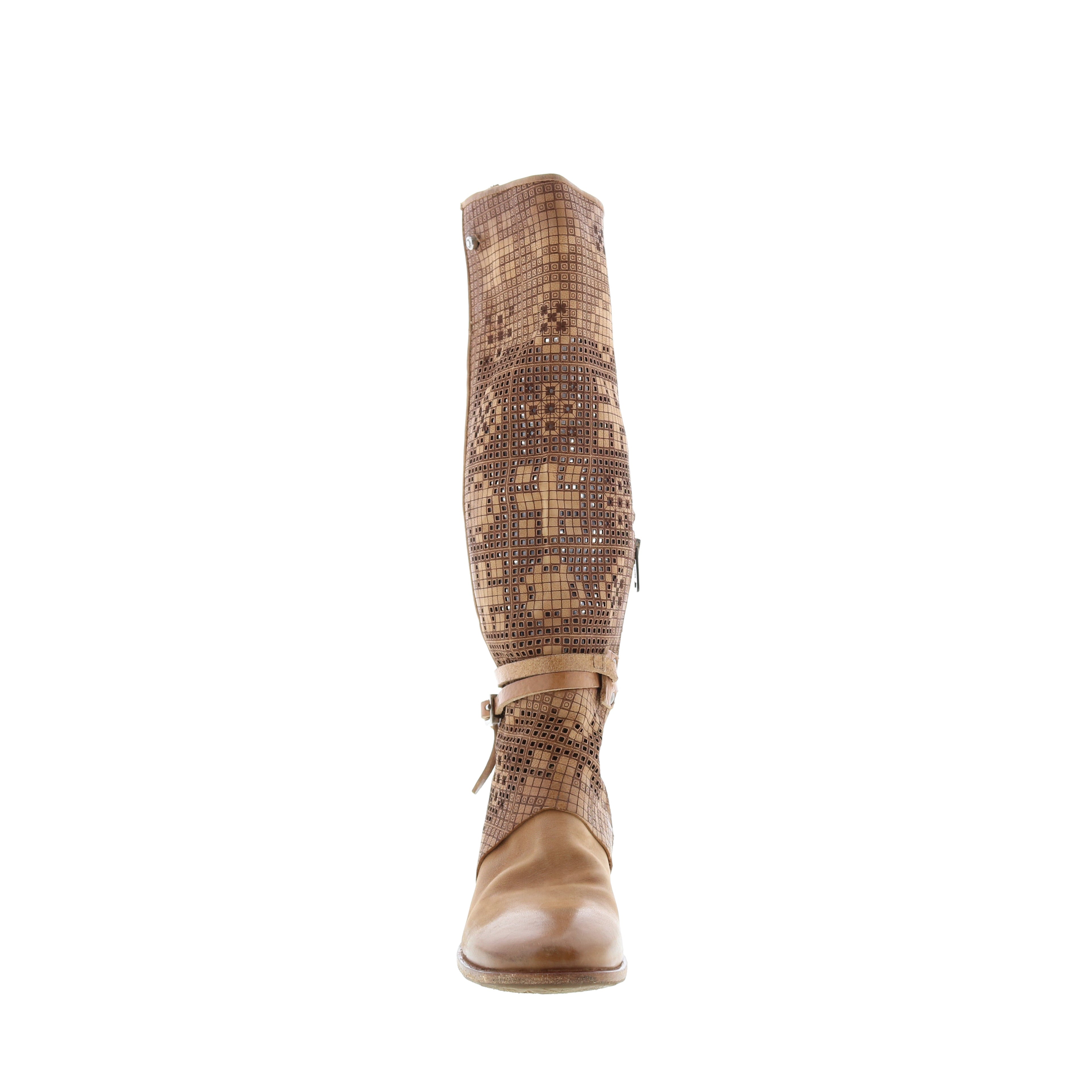 Gene A40313-101 Womens Brown Leather Hook & Loop Knee High Boots